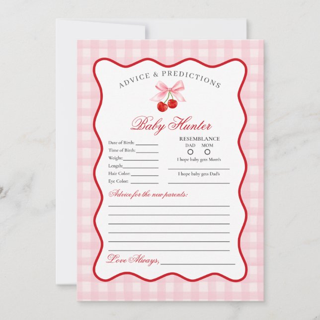 Invitación Dulce de cerezo Pink Coquette Consejos para la tar (Anverso)