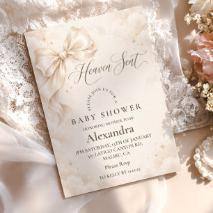 Invitación Dulce de Cielo Baby Shower Marfil