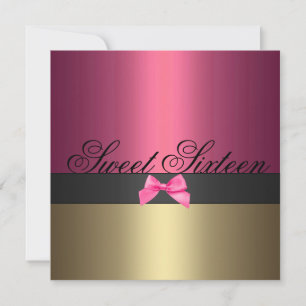 Invitación Dulce de color rosa y oro para 16 días de cumpleañ