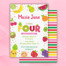 invitación dulce de cuatro años de fruta