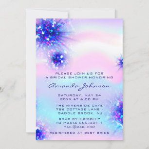 Invitación Dulce de cumpleaños 16º unicornio azul holográfico
