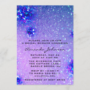 Invitación Dulce de cumpleaños 16 Boda Purpurina holográfico