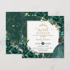 Invitación Dulce de cumpleaños 16 Invita de flores verde esme