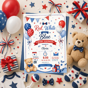 Invitación Dulce de Cumpleaños Rojo Blanco y Azul Patriótico