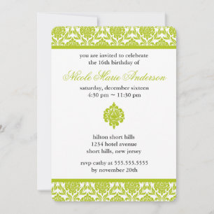 Invitación Dulce de Dámaso Verde Dieciséis Cumpleaños