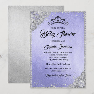 Invitación Dulce de Encaje de Diamantes Niña Baby Shower