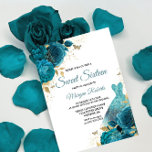 Invitación Dulce de espuma Verde azulada turquesa 16 Fiesta<br><div class="desc">Vestido de Esparkle Verde azulado Turquesa Dulce Invitación 16 Fiestas Más elegantes diseños florales en nuestra tienda! Vea la colección coincidente en nuestra tienda</div>