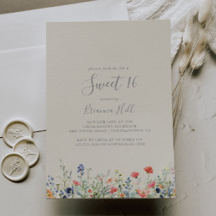 Invitación Dulce de flores silvestres radiante fiesta de cump