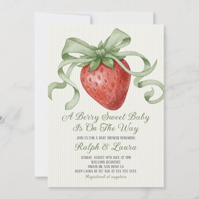 Invitación Dulce de Fresa Baby Shower (Anverso)