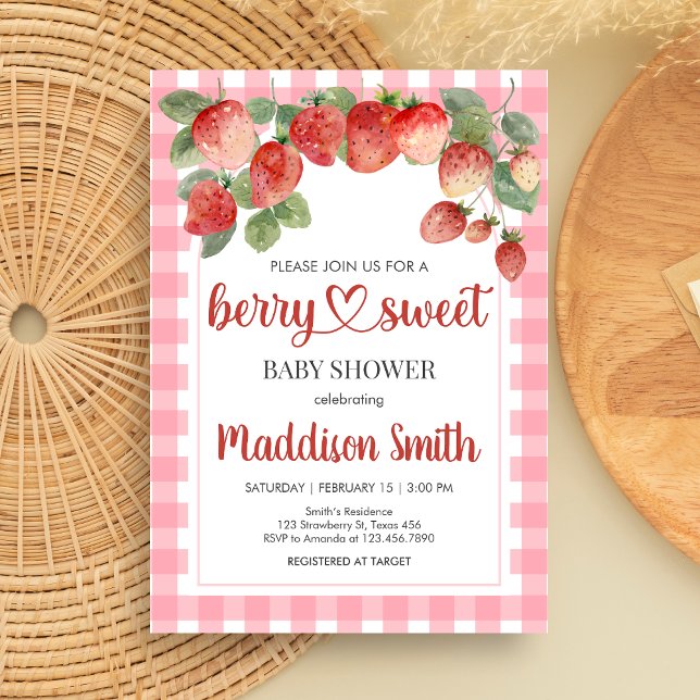 Invitación Dulce de Fresa Baby Shower (Strawberry Baby Shower Invitation)