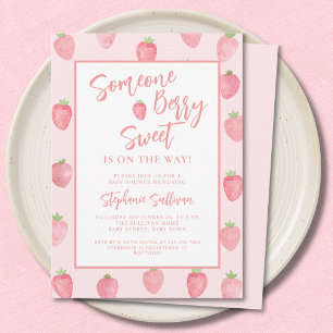 Invitación Dulce de Fresa Baby Shower de Niña