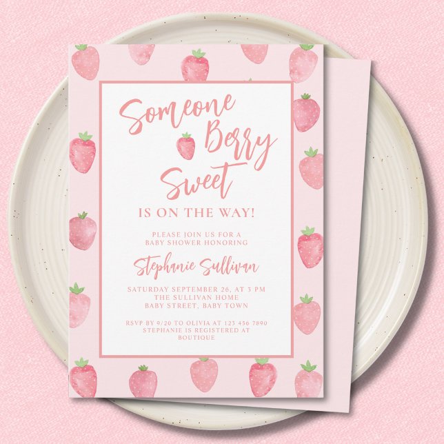 Invitación Dulce de Fresa Baby Shower de Niña (Subido por el creador)