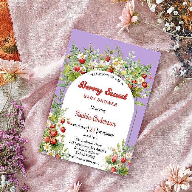 Invitación Dulce de Fresa | Baby Shower Floral (Subido por el creador)
