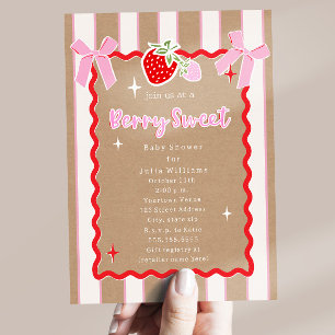 Invitación Dulce de Fresa Cumpleaños de Kraft Girl Bebé