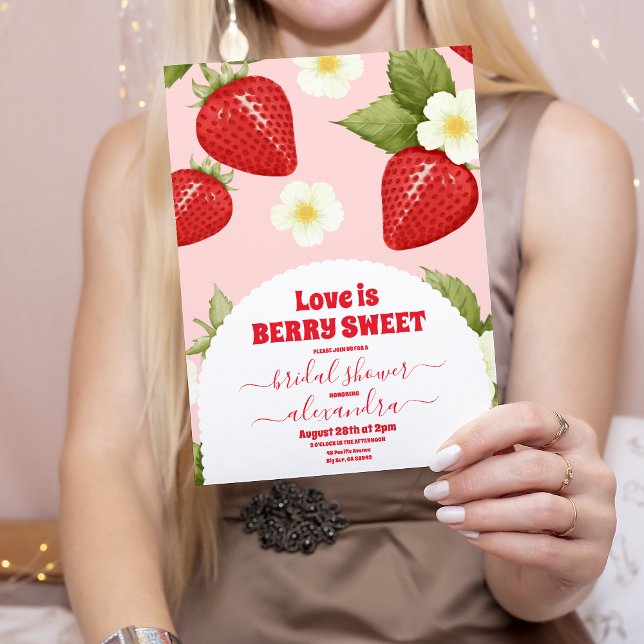 Invitación Dulce de fresa roja Berry Sweet Bridal Shower (Subido por el creador)