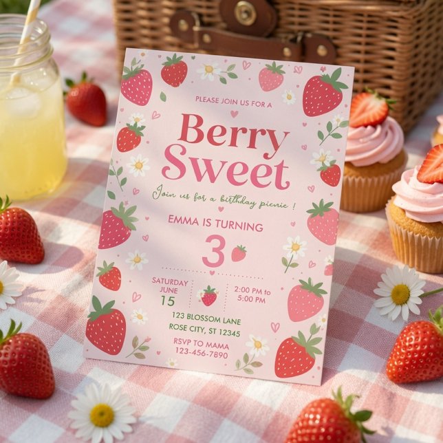 Invitación Dulce de Fresa Rosa  (Subido por el creador)