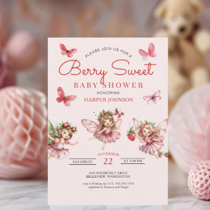 Invitación Dulce de Fresa Rosa Baby Shower