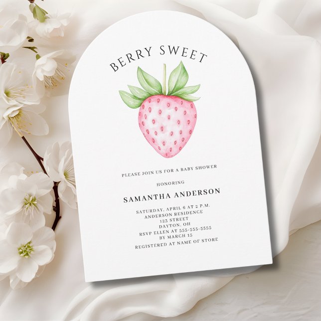 Invitación Dulce de Fresa Rosa Niña Fiesta de Bebé  (Subido por el creador)