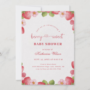 Invitación Dulce de Frutas Acuarela Baby Shower de Fresa