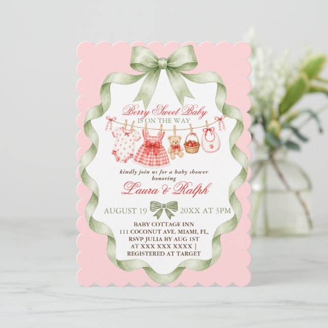 Invitación Dulce de Frutas Baby Shower (Anverso de pie)