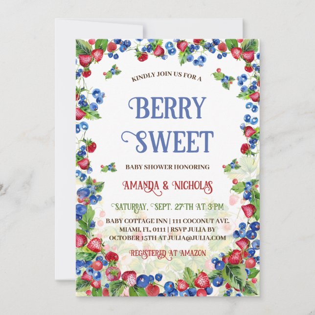 Invitación Dulce de Frutas Baby Shower  (Anverso)