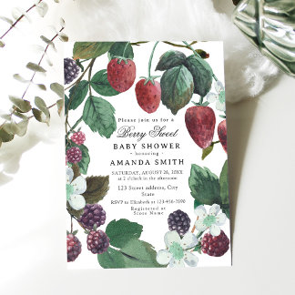 Invitación Dulce de Frutas Silvestres Fiesta de Bebé de Fresa