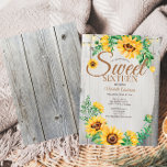 Invitación Dulce de girasol ruso dieciséis<br><div class="desc">Celebra su día especial con nuestra Rústica Dulce Girasol Dieciséis Invitaciones. Personalice la información de su fiesta con el fin de crear una tarjeta única que impresione a su familia y amigos. Diseñado con un diseño de girasol sobre un fondo rústico de madera y acentuado con luces de cuerda.</div>