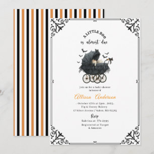 Invitación Dulce de Halloween Calabaza Little Boo Baby shower
