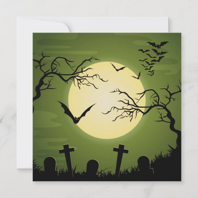 Invitación Dulce de Halloween Dieciséis sombreros negros verd (Anverso)