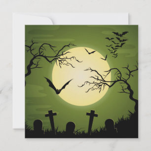 Invitación Dulce de Halloween Dieciséis sombreros negros verd