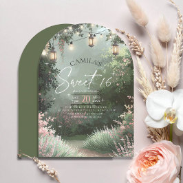 Invitación Dulce de jardín encantado 16 ID de arco rosado 116