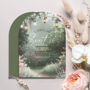 Invitación Dulce de jardín encantado 16 ID de arco rosado 116