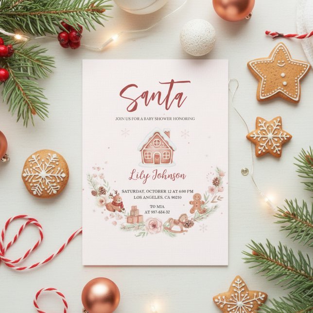 Invitación Dulce de jengibre Fiesta de Bienvenida de Invierno (christmas baby invite)