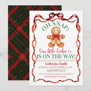 Invitación Dulce de jengibre rojo y verde Navidad Baby Shower