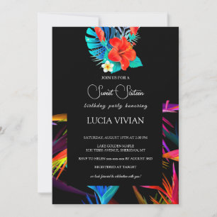 Invitación Dulce de la base dorada tropical dorada 16