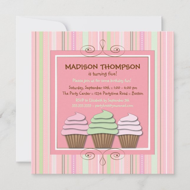 Invitación dulce de la fiesta de cumpleaños de la (Anverso)