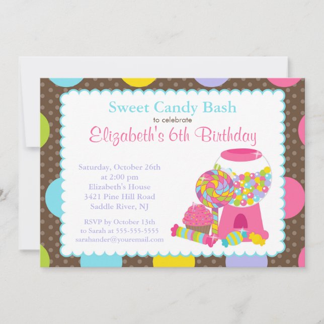 Invitación dulce de la fiesta de cumpleaños del (Anverso)