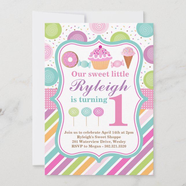 Invitación dulce de la fiesta de cumpleaños del (Anverso)