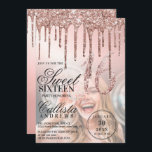 Invitación Dulce de la foto de los Rosas Purpurinas metálicos<br><div class="desc">Esta glamorosa y glamorosa foto dulce invitación de dieciséis años de fiesta es perfecta para una elegante y moderna muchacha. Se trata de un gradiente oscuro y con fondo de imagen, en el que se imprimen purpurinas de oro brillantemente subió sobre un rosa rosa claro de gradiente rosado rosado de...</div>