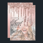 Invitación Dulce de la foto de los Rosas Purpurinas metálicos<br><div class="desc">Esta glamorosa y glamorosa foto dulce invitación de dieciséis años de fiesta es perfecta para una elegante y moderna muchacha. Se trata de un gradiente oscuro y con fondo de imagen, en el que se imprimen purpurinas de oro brillantemente subió sobre un rosa rosa claro de gradiente rosado rosado de...</div>