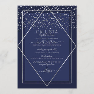 Invitación Dulce de la frontera de la plata azul de la marina