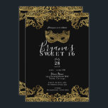 Invitación Dulce de la mascarada Black & Gold Lace 16 Fiesta<br><div class="desc">Personalizar para cualquier evento</div>