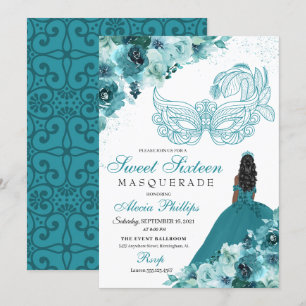 Invitación Dulce de la mascarada de la princesa verde verde a