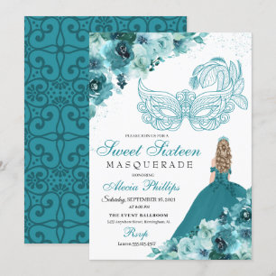 Invitación Dulce de la mascarada de la princesa verde verde a