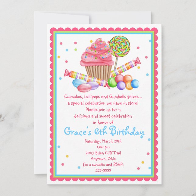 Invitación dulce de la tienda del país de las (Anverso)