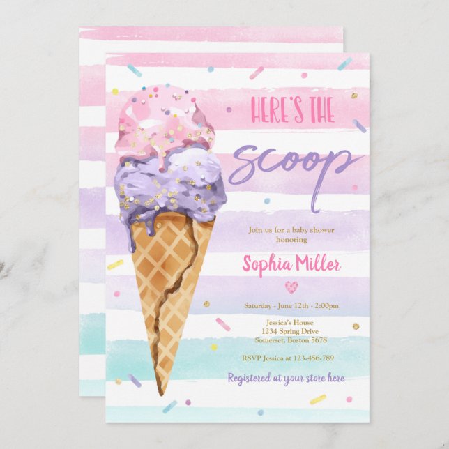 Invitación Dulce de Leche Baby Shower Aquí está la Informació (Anverso / Reverso)