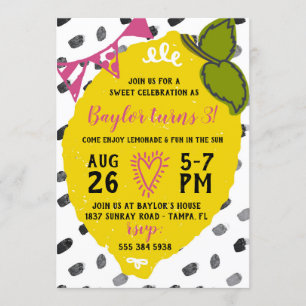 Invitación Dulce de Lemonade Fiesta de cumpleaños