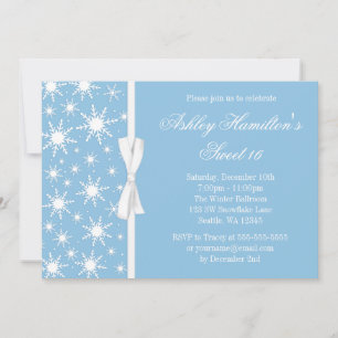 Invitación Dulce de los copos de nieve azul del país de las