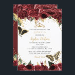 Invitación Dulce de mariposa floral de oro de Borgoña 16<br><div class="desc">Elegante Burgundy Gold Floral Butterflies Dulce 16 Invitación</div>