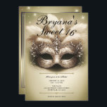 Invitación Dulce de Mascarada de Oro 16 Fotos Cumpleaños<br><div class="desc">Personalizar como quieras. Reemplace la foto de la parte de atrás con su propia foto o quite la foto por completo.</div>